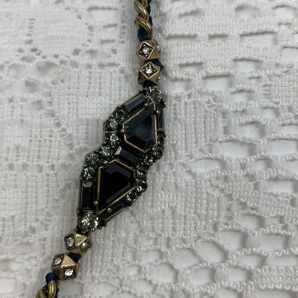 Chloe & Isabel jeweled necklace Antique gold and Navy blue 28” long New NWOT - Picture 8 of 11